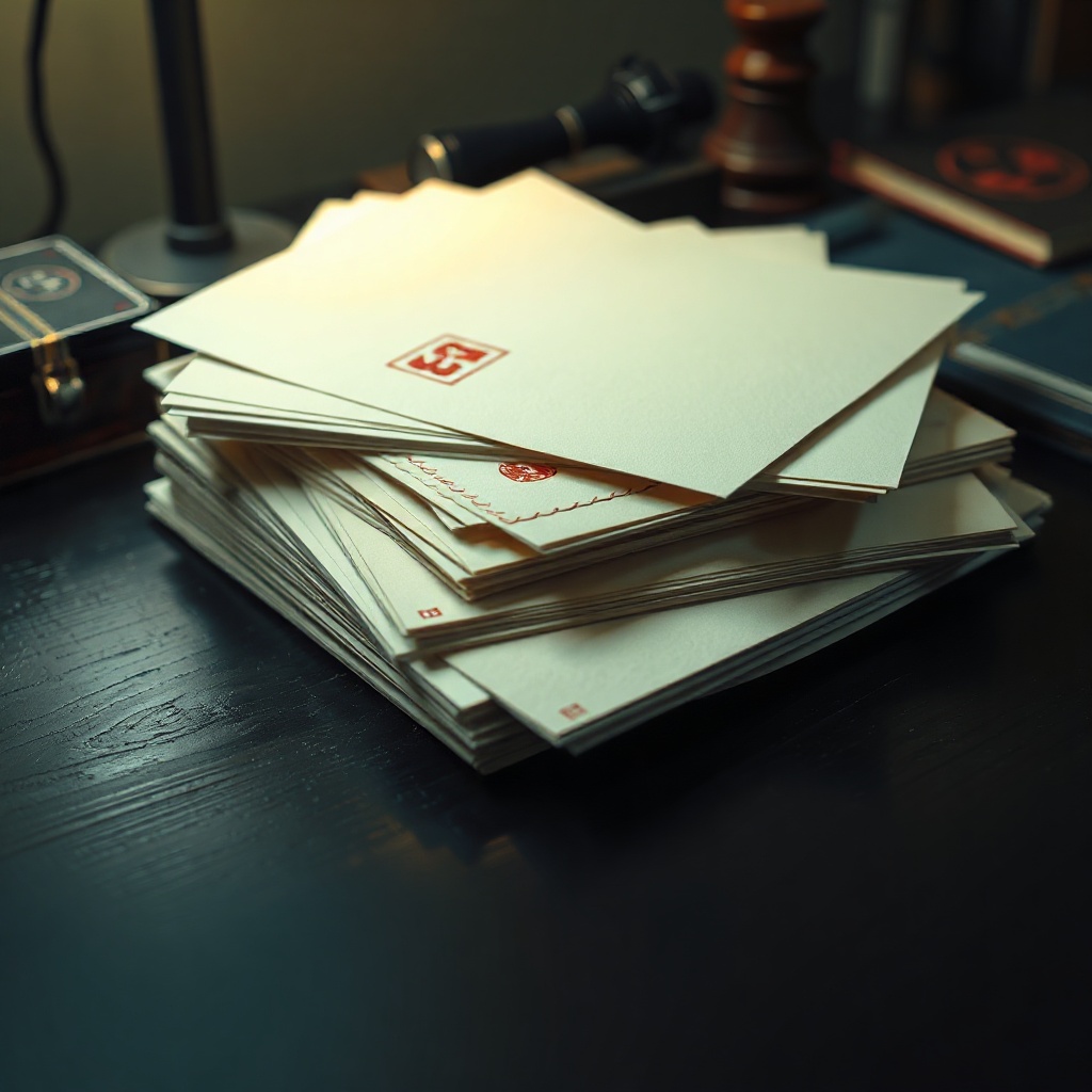 Cream paper stack with stamp impression